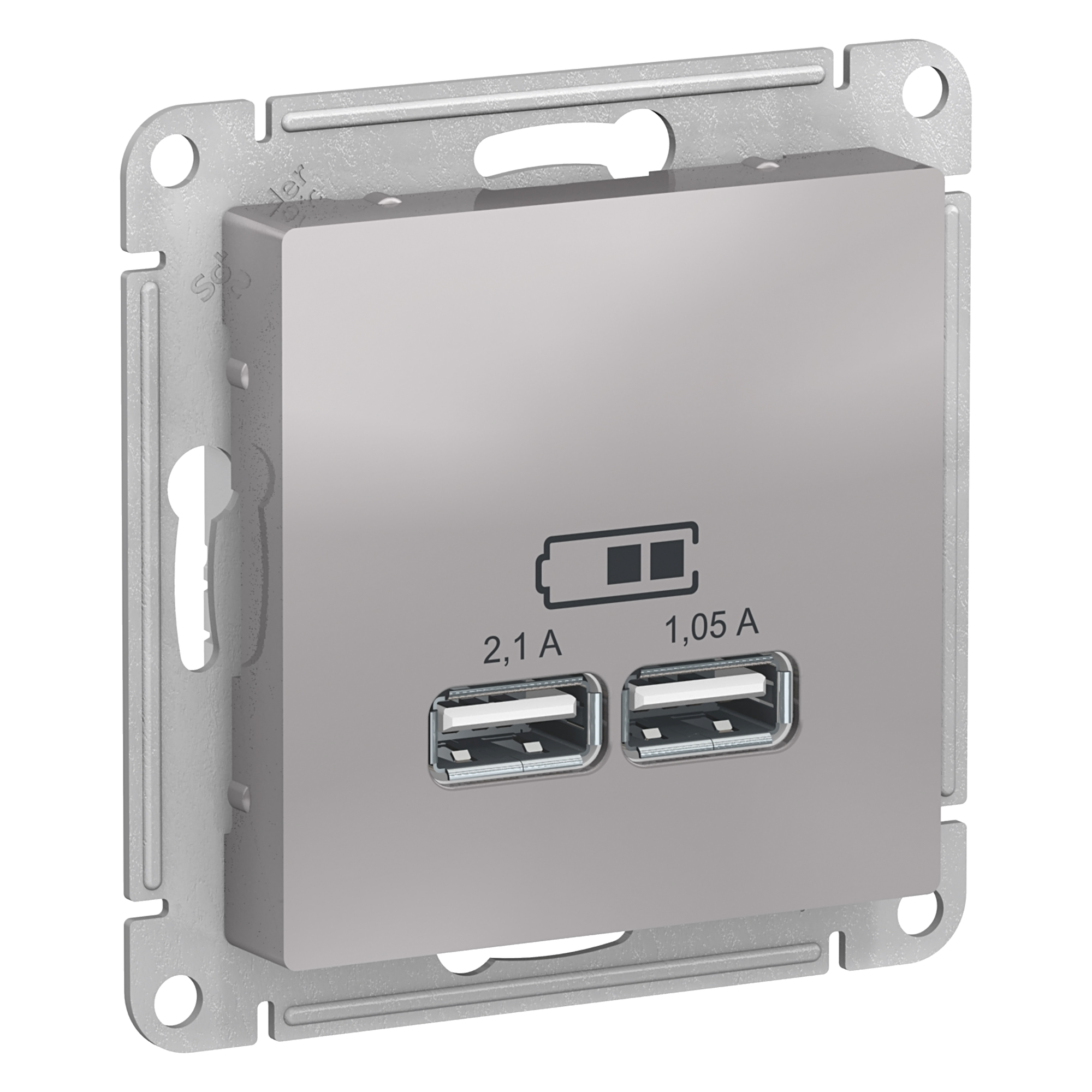 Розетка USB 2гн 1050мА с/у алюминий механизм AtlasDesign Schneider Electric  (1) 